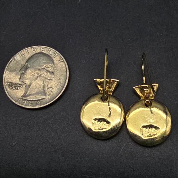 AAI Cream Enamel Earring Geometric Gold Tone Dangle Drop - Picture 3 of 6